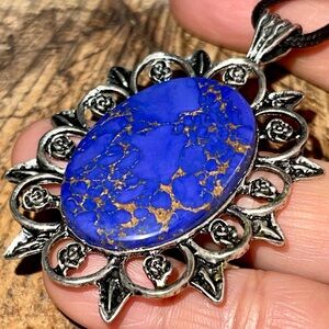Deep Blue- Purple Rainbow Calsilica Pendant 2 1/2”